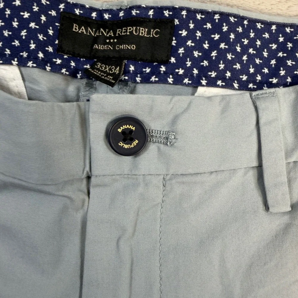 Banana Republic Aiden Chino Slim Fit Men 33x34 Light Blue Cotton Stretch Pants